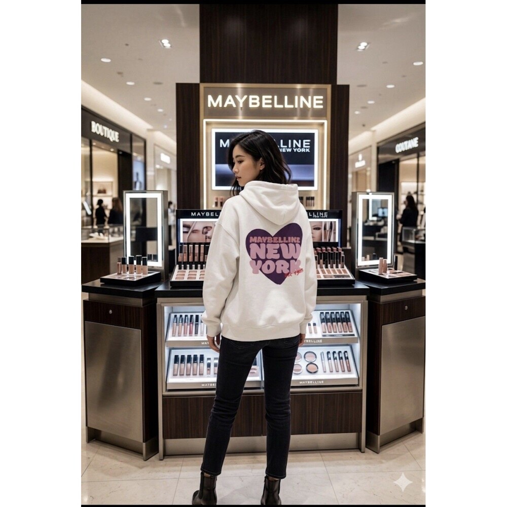 RARE Maybelline New York Promo Heavyweight Heart Hoodie NWOT Size Large